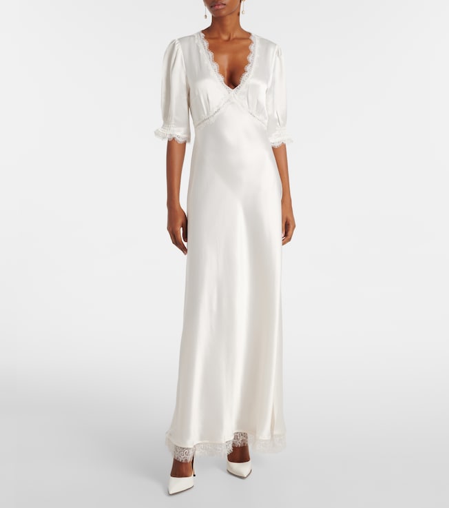 RIXO Annabella lace-trimmed satin maxi dress
