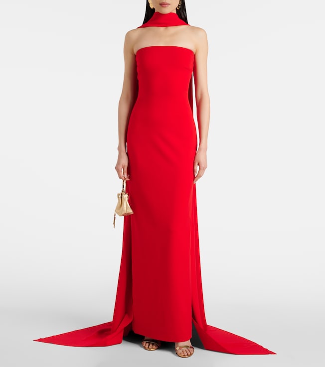 Solace London Ainhoa scarf-detail crêpe gown