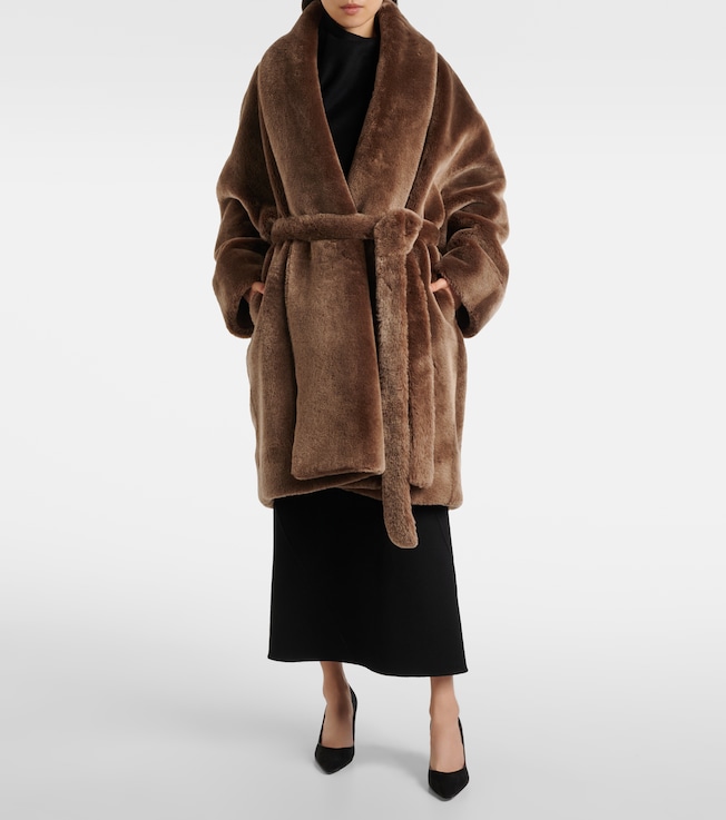 The Row Lucja shearling wrap coat