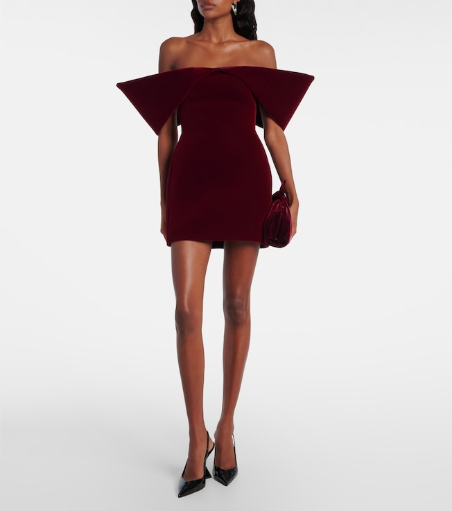 David Koma Off-shoulder velvet minidress