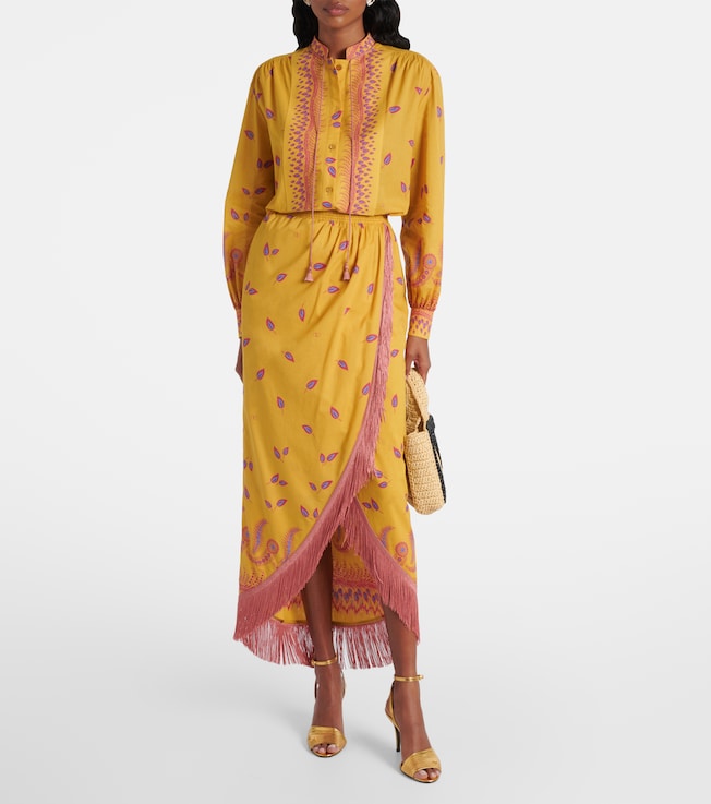 Valentino Printed cotton midi skirt