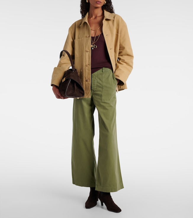 Nili Lotan Leon mid-rise cotton twill wide-leg pants