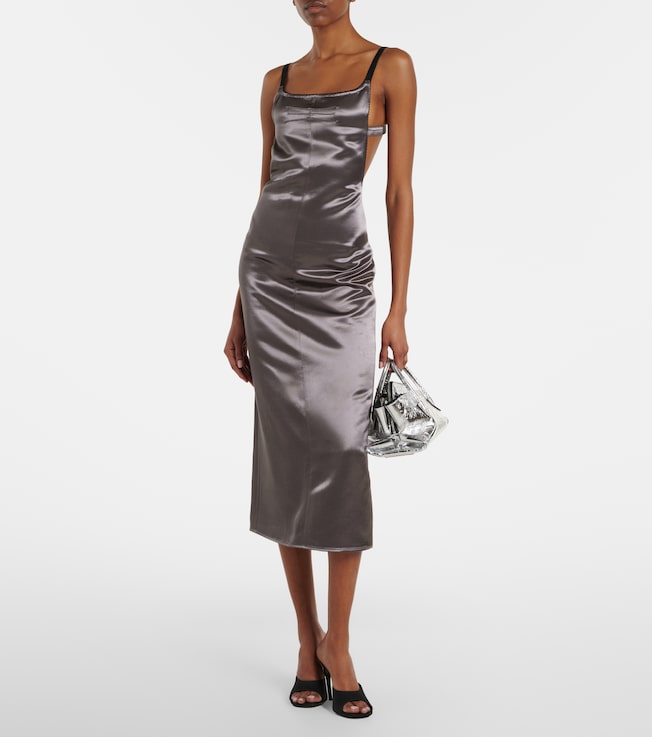 THE ATTICO Open-back satin midi dress