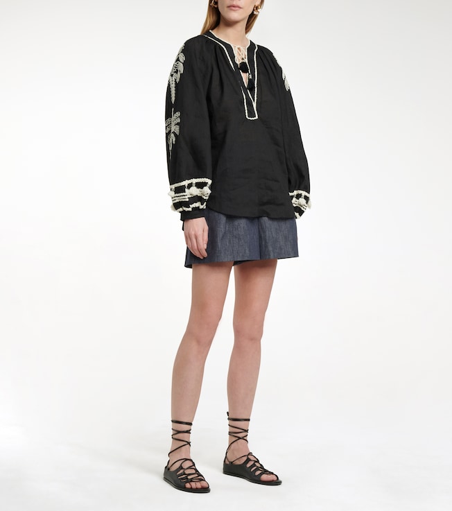 Johanna Ortiz Cursos Del Rio linen and cotton blouse