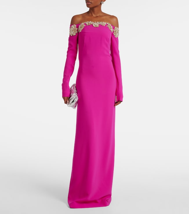 Costarellos Meline embellished crêpe gown