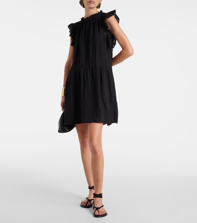 Velvet Grace lace-trimmed cotton minidress 