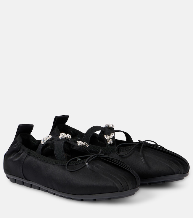 Simone Rocha Embellished satin ballet flats