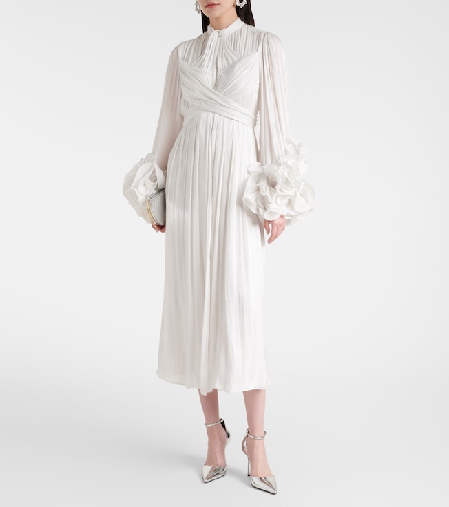 Costarellos Ruffled pleated gown