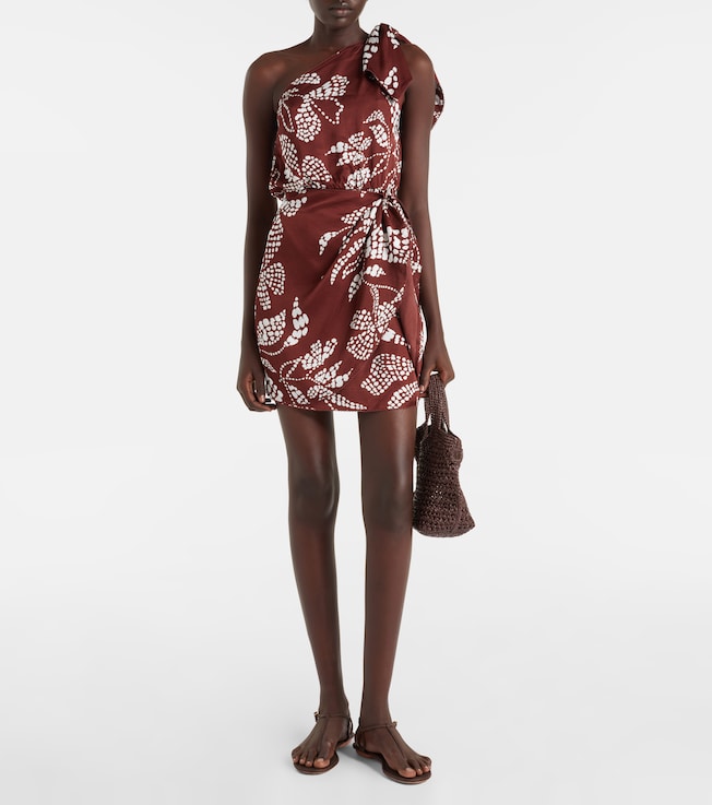 Poupette St Barth Celie printed one-shoulder minidress