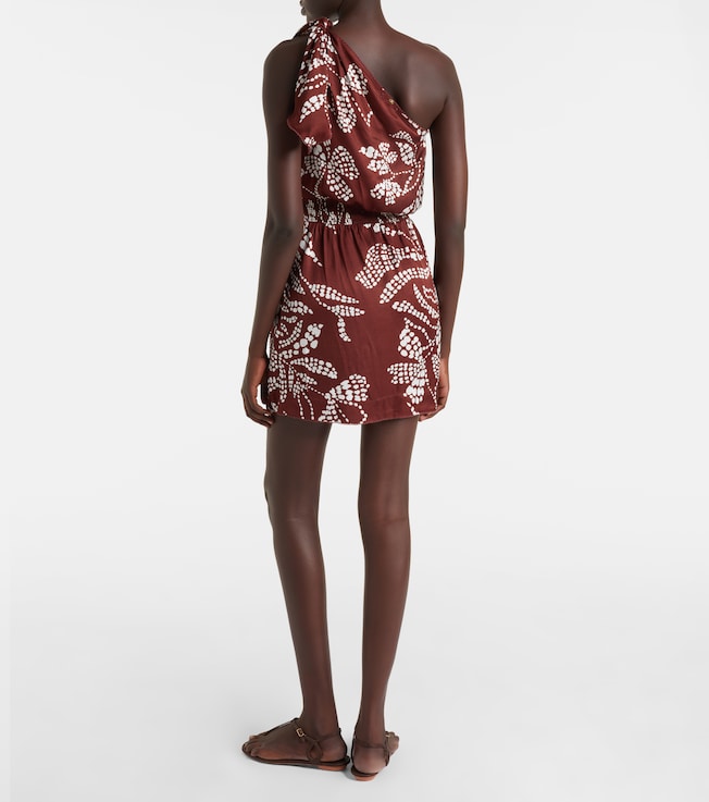  Poupette St Barth Celie printed one-shoulder minidress
