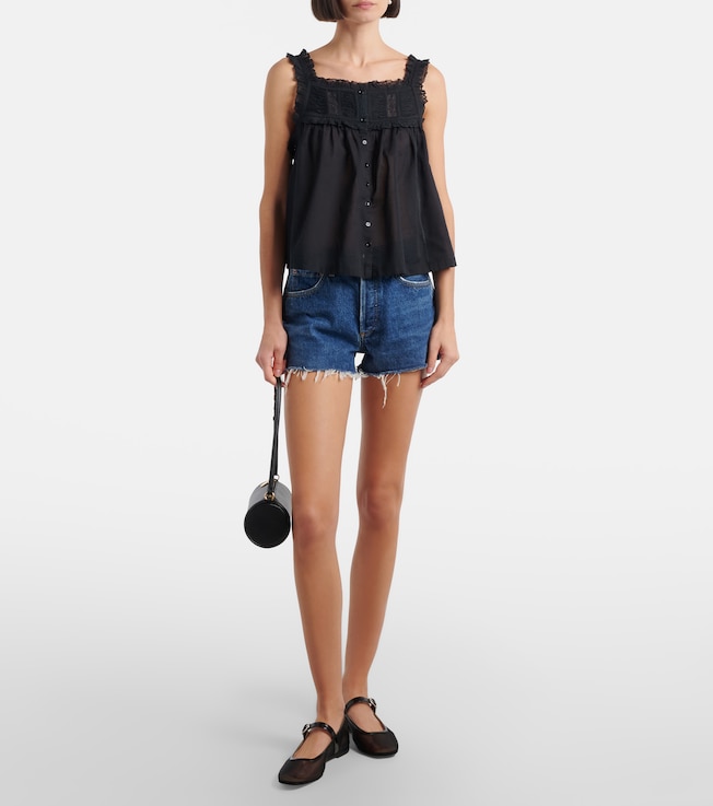 Dôen Fidella lace-trimmed cotton top