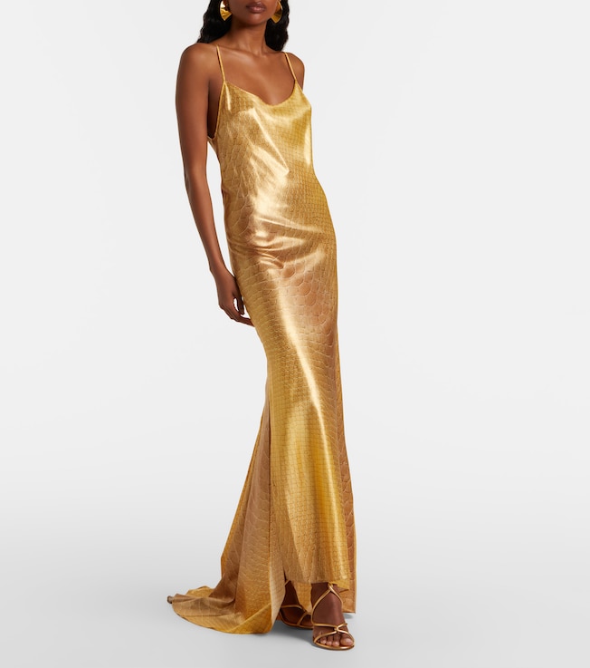 ROBERTO CAVALLI Snake-print silk gown
