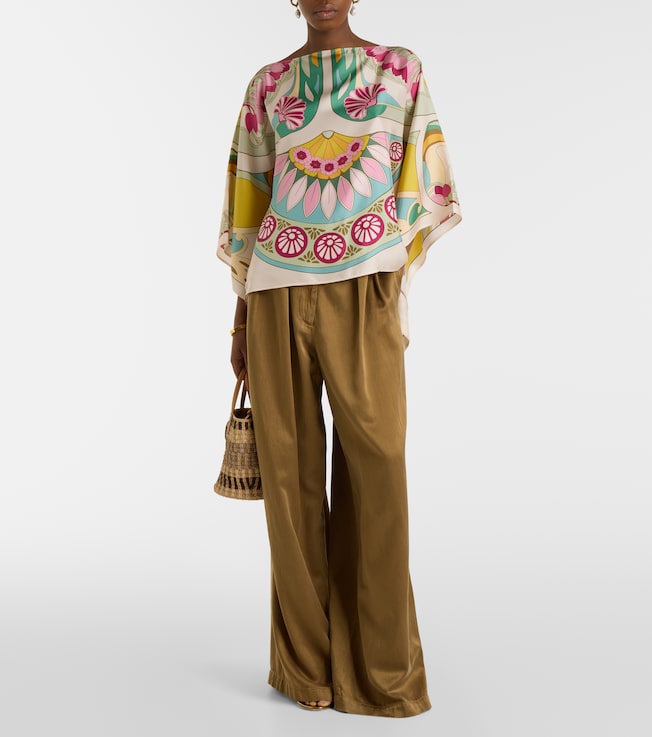 La DoubleJ Square printed silk twill top