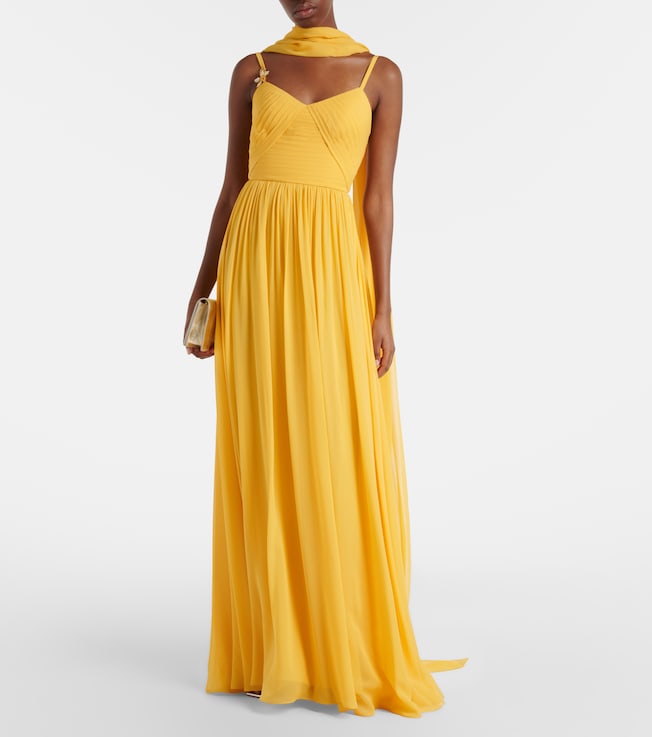 Elie Saab Embellished scarf-detail silk gown