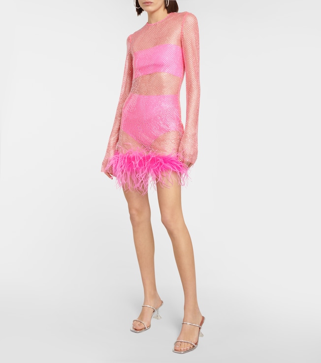 GIUSEPPE DI MORABITO Embellished feather-trimmed minidress