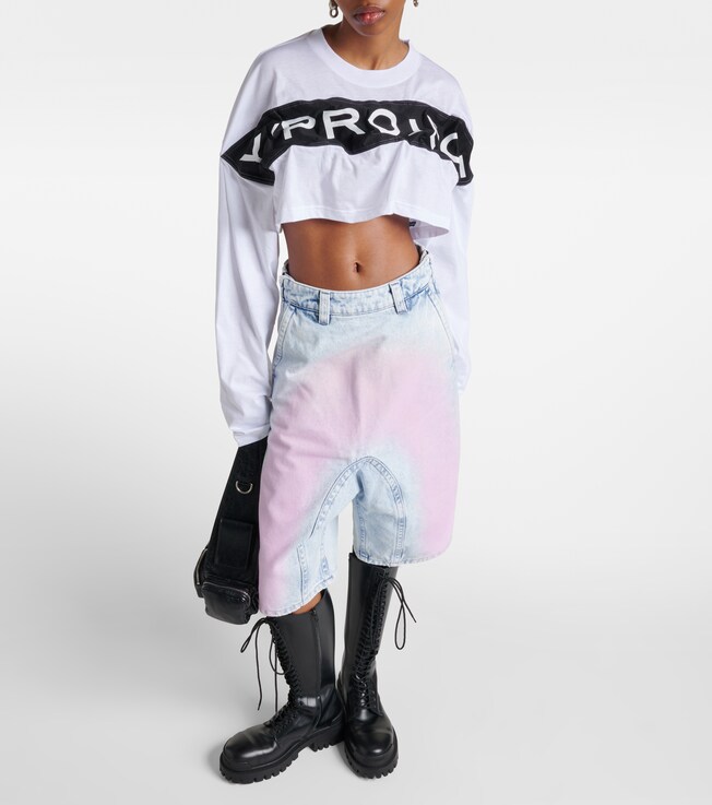 Y/Project Logo cotton jersey crop top