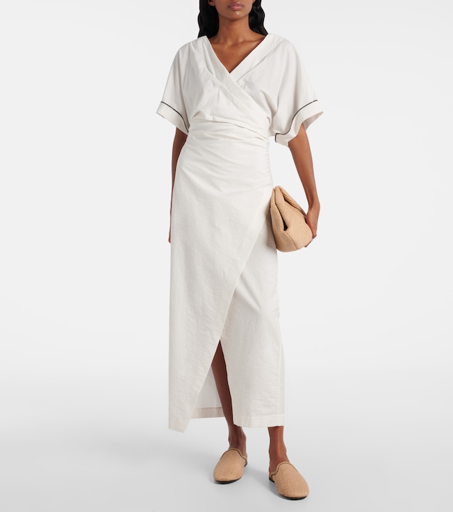 Brunello Cucinelli Monili cotton-blend wrap dress