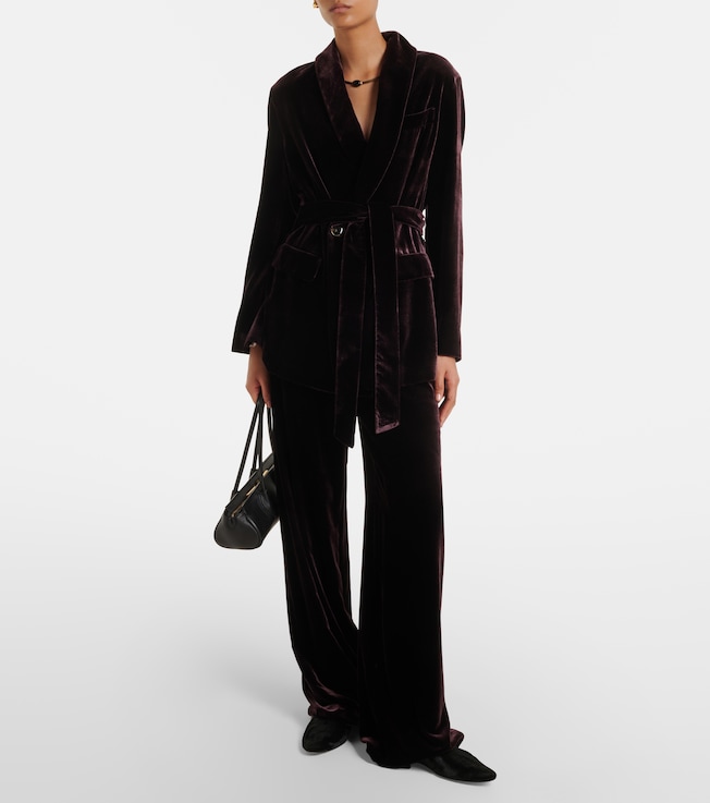 AGNONA Velvet wide-leg pants 