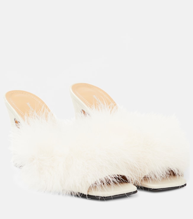 Maison Margiela Feather-embellished mules