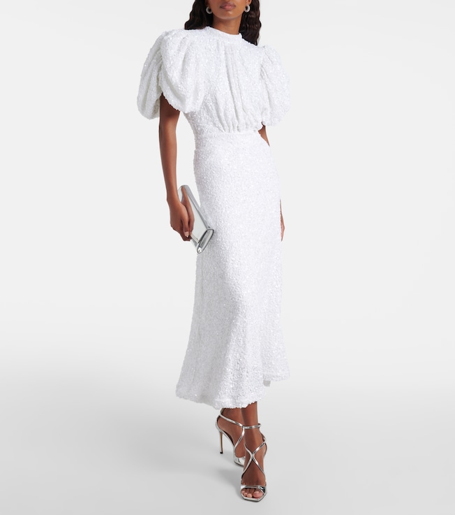 Rotate Bridal sequined puff-sleeve gown