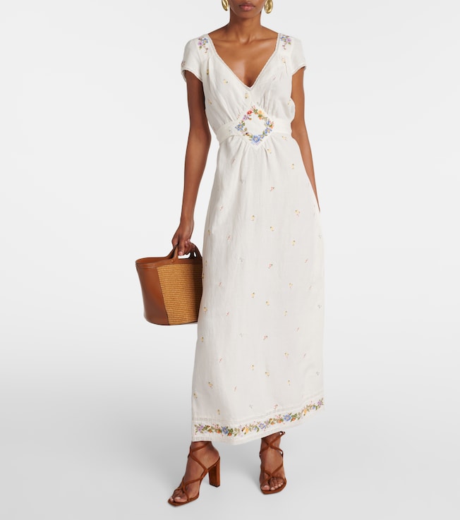RIXO Carey embroidered maxi dress