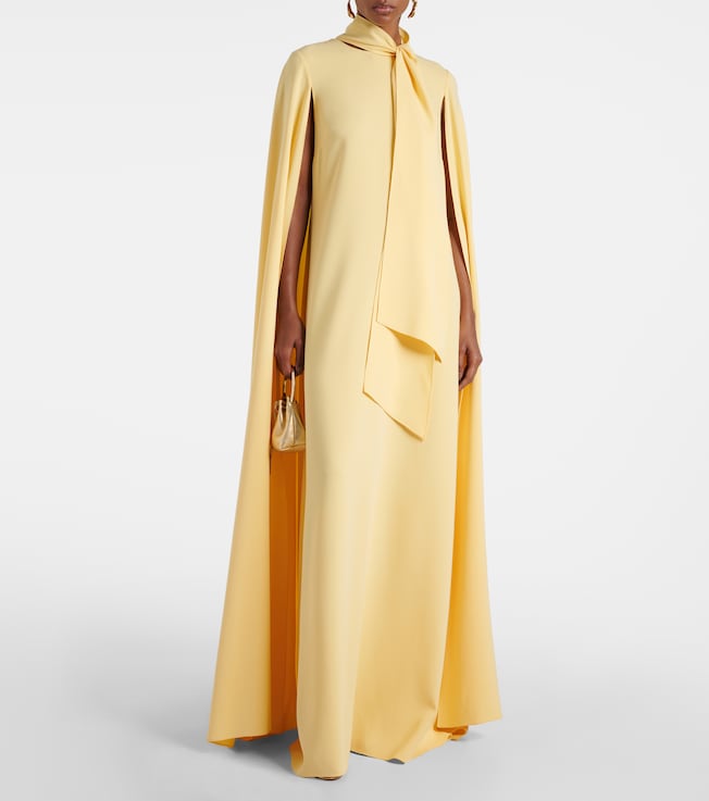 Oscar de la Renta Caped silk-blend georgette gown