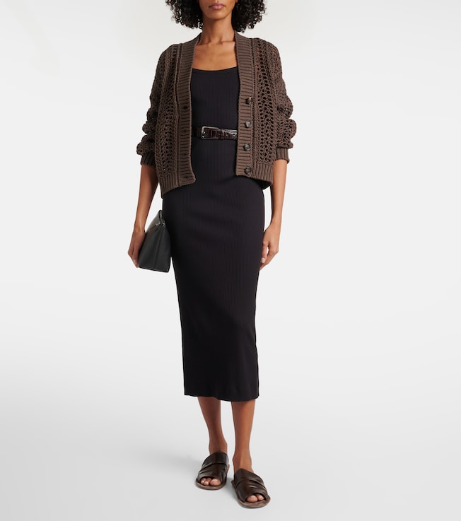 Brunello Cucinelli Monili cotton-blend jersey midi dress