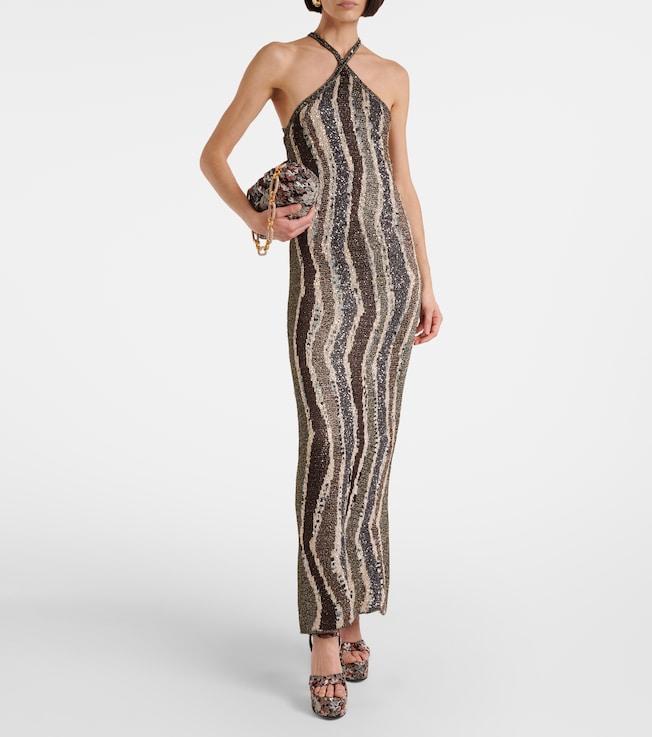 Missoni Sequined open-back lamé gown