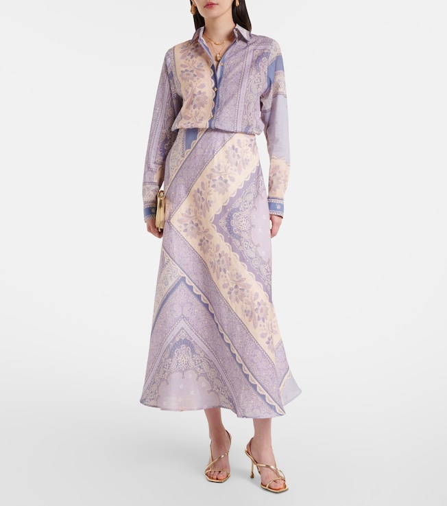 Zimmermann Lucky printed linen skirt