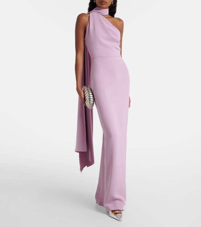 Solace London Demi asymmetric scarf-detail gown