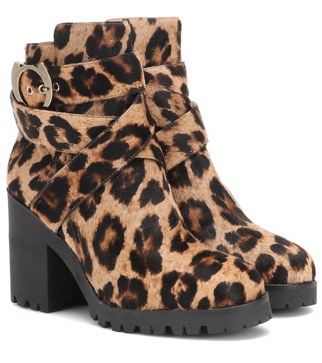 Charlotte Olympia Leopard-print calf hair ankle boots