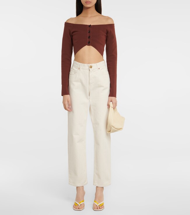 Philosophy di Lorenzo Serafini Off-shoulder cotton crop top