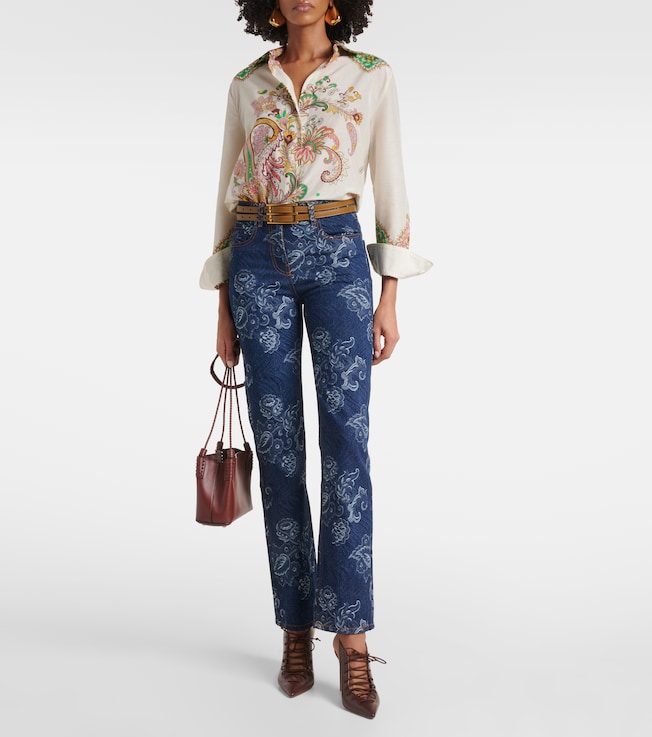 Etro Floral jacquard slim jeans