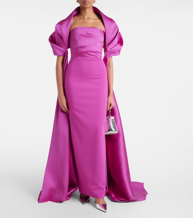 Solace London Vera caped satin gown
