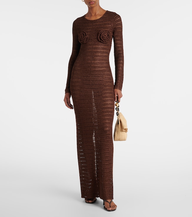 Same Floral-appliqué crochet maxi dress