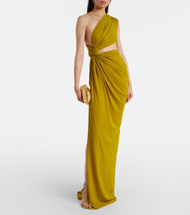 Alex Perry Draped one-shoulder crêpe jersey gown