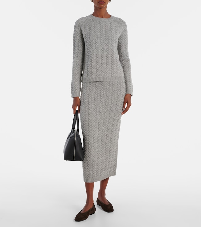 S Max Mara Cable-knit wool and cashmere pencil skirt