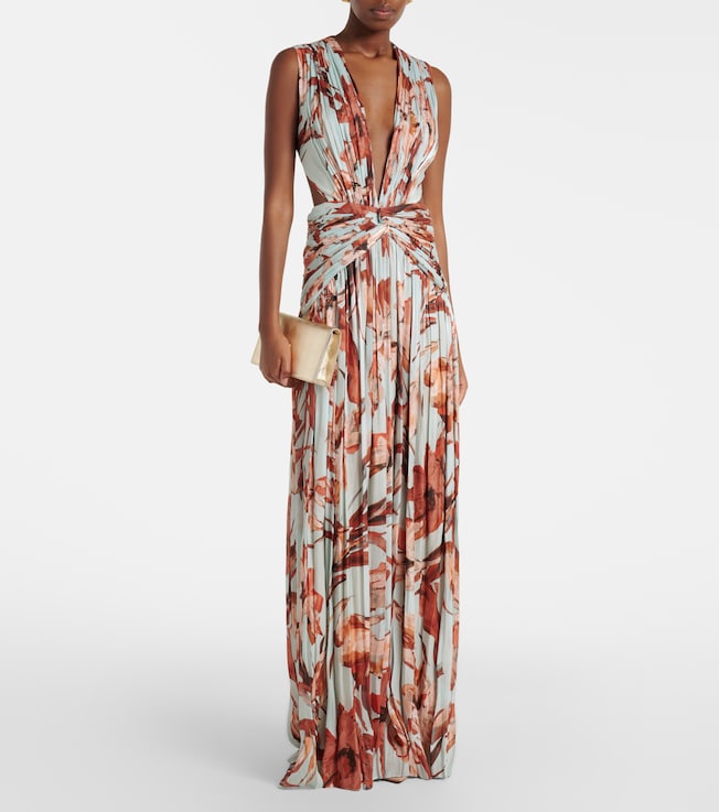 Costarellos Amarielle floral georgette gown
