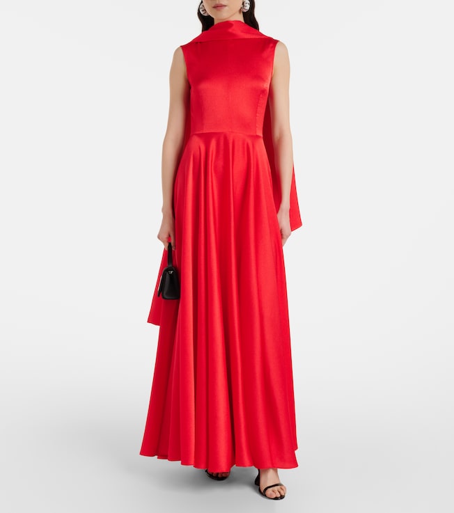 Solace London Emelia scarf-detail satin gown