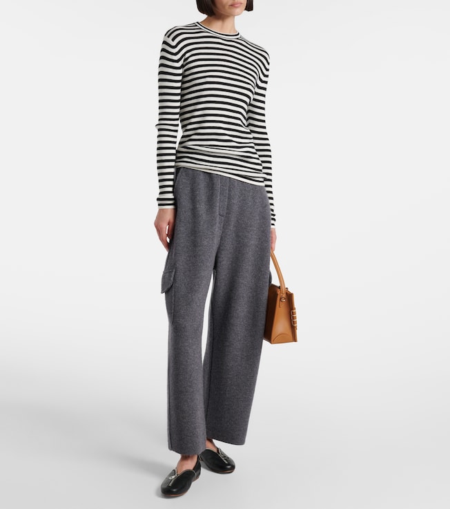 LISA YANG Vivian striped cotton and cashmere top