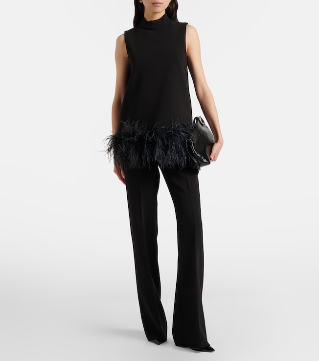 Max Mara Feather-trimmed top