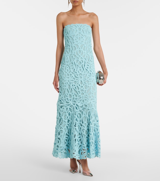 SIMKHAI Lace guipure cotton-blend bustier dress