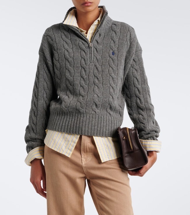 Polo Ralph Lauren Cable-knit wool-blend half-zip sweater