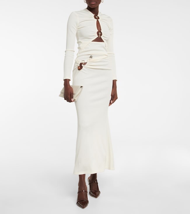 Christopher Esber Distort cutout high-waisted midi skirt