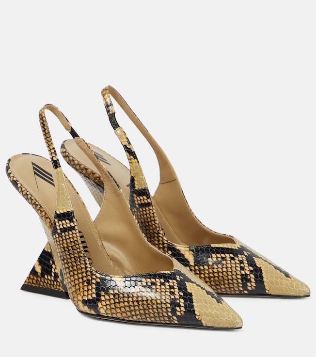 THE ATTICO Cheope snake-effect leather slingback pumps