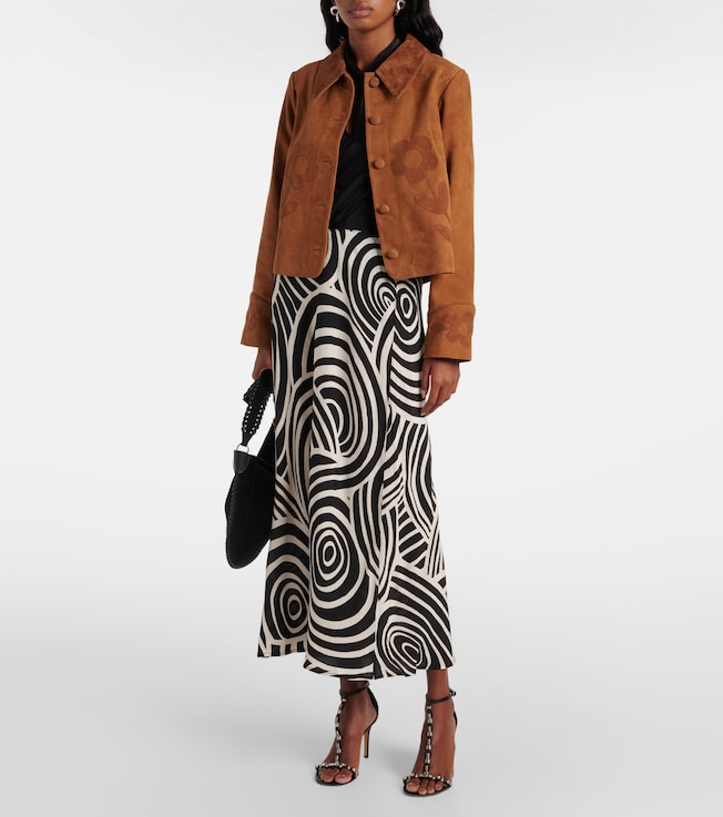 RIXO Dionne appliqué suede jacket
