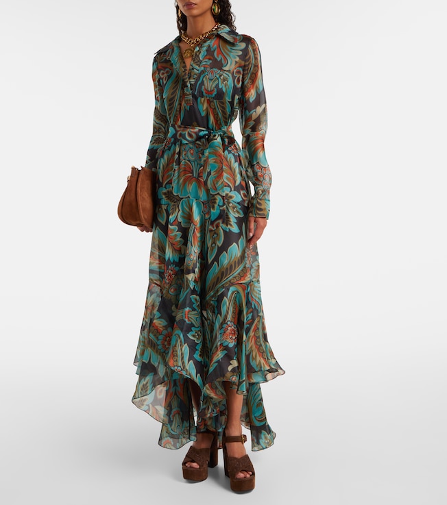 Etro Paisley fringed silk gown