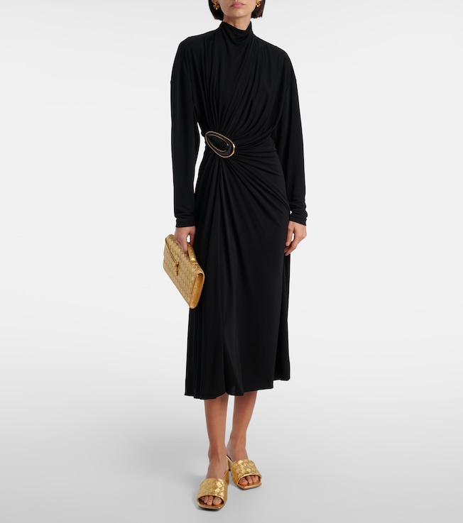 Bottega Veneta Gathered crêpe jersey midi dress