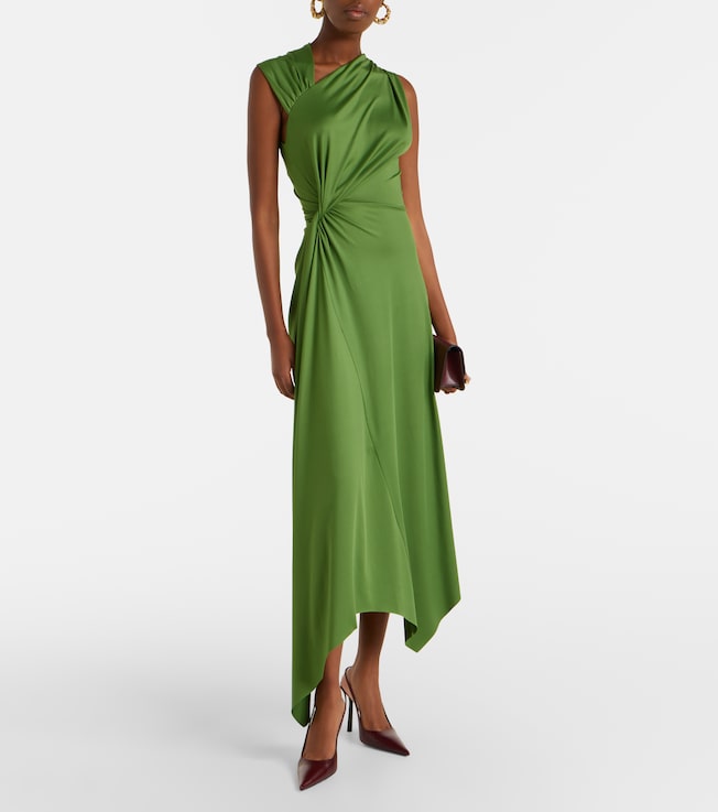 Victoria Beckham Asymmetric gathered jersey midi dress