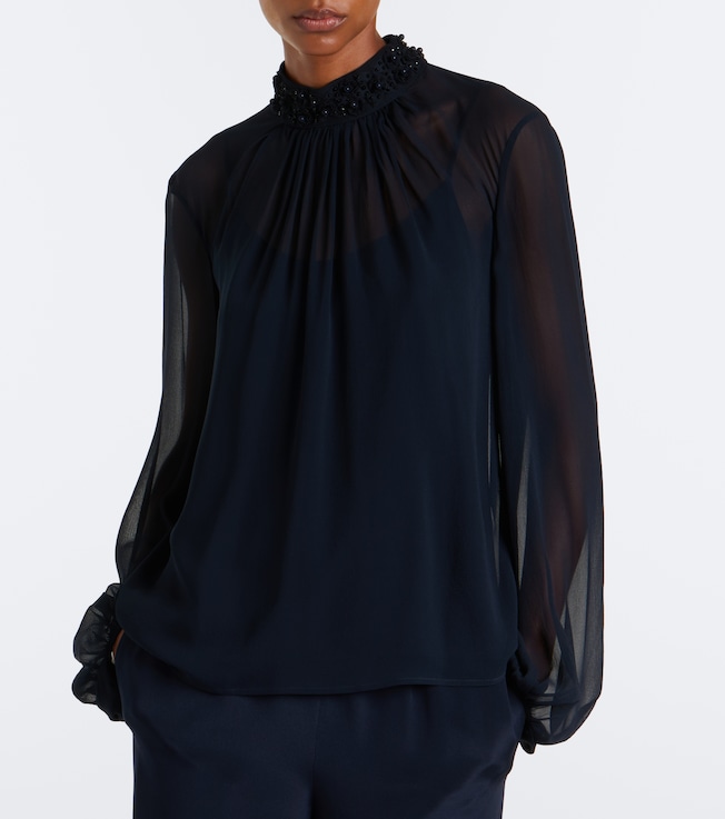 Max Mara Embellished sheer blouse